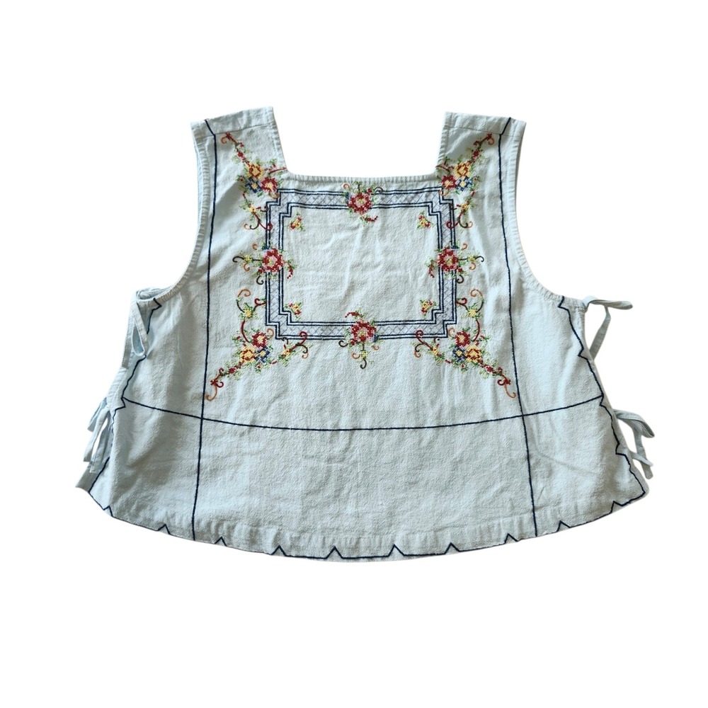 Free People Garden Wall Square Neck Sleeveless Top Blouse Embroidered Small - Picture 2 of 8